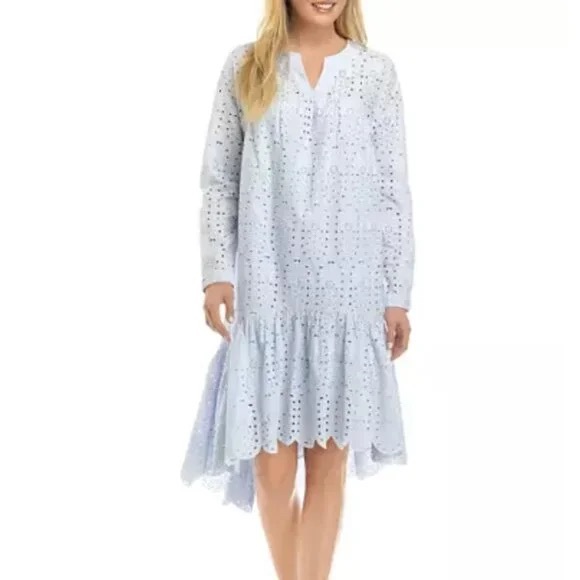 crown & ivy Dresses & Skirts - crown & ivy Light Blue Eyelet High-Low Dress